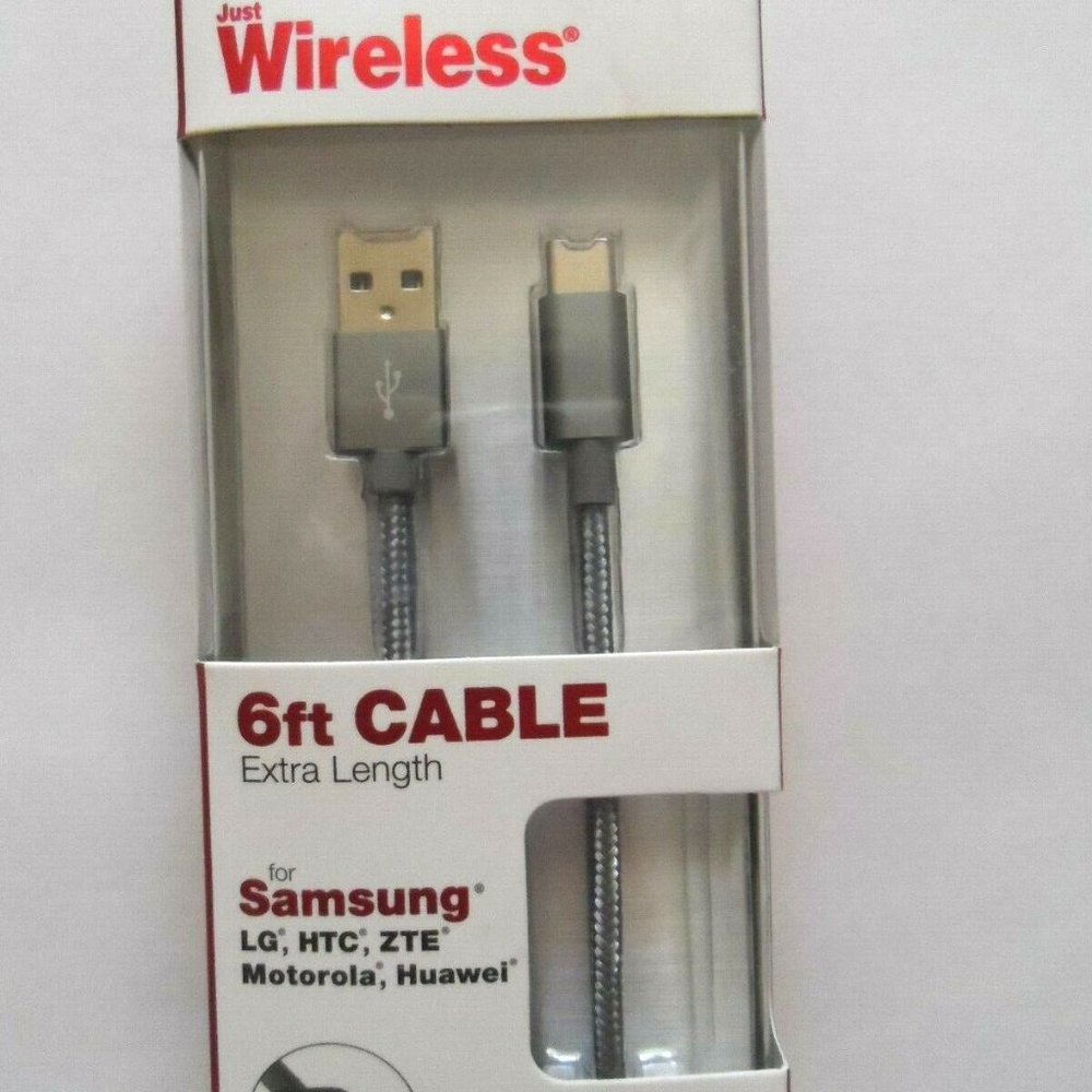 Just Wireless Micro USB Mesh Cable 6 foot Space Grey